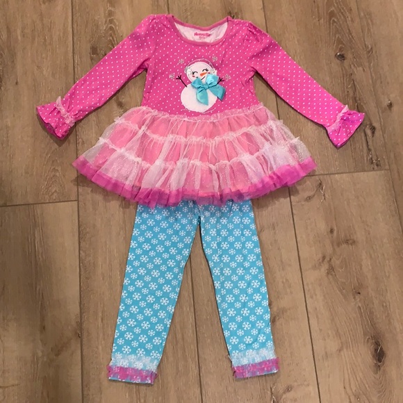 Nannette Kids Snowman Holiday 2 Piece Tutu Swing Top - 4T